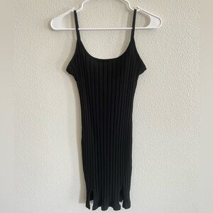 Black Ribbed Dress W/ Slits on bottom!